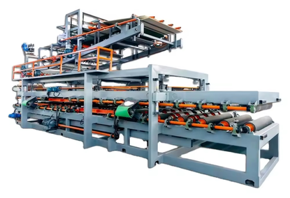 A machine for the production of roofing and wall sandwich panels made of expanded polystyrene A machine for the production of roofing and wall sandwich panels made of expanded polystyrene