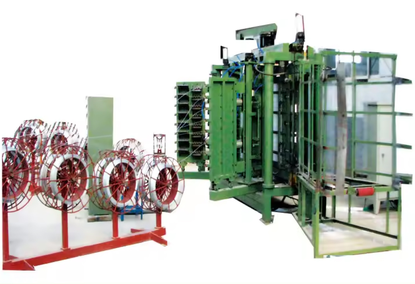 Machine for the production of steel mesh sandwich panels with a three-dimensional structure made of EPS foam