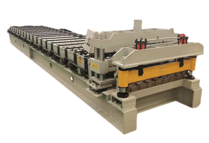 Machine for forming roofing sheets Machine for forming roofing sheets