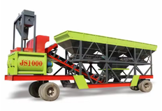 A small mobile concrete plant with an electric motor for the finished mix