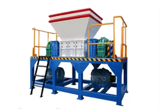 Two-shaft shredder for recycling glass bottles and waste