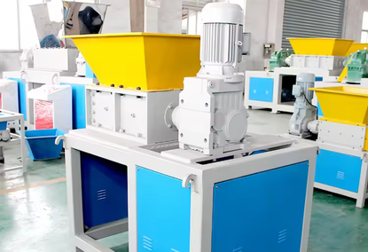 Mini shredder for recycling wire, plastic and glass