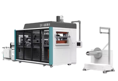 Thermoforming machine for the production of plastic cups