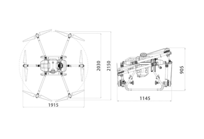 Agricultural drone for spraying 6 axes, 30 liters