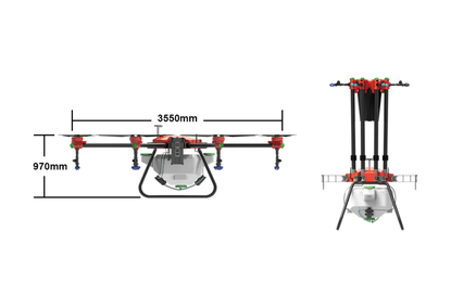 Easy-to-operate T52 agrodron with a load capacity of up to 60 kg and a tank volume of 52 liters for agricultural spraying