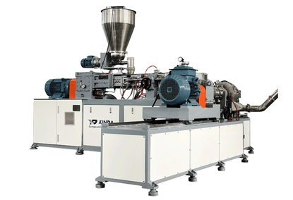 Plastic twin screw extruder-compounder, granulator for masterbatch granules PP, PE, PVC