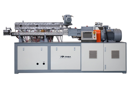 Plastic twin screw extruder-compounder, granulator for masterbatch granules PP, PE, PVC