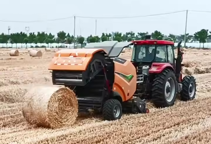 Tractor compact baler of round bales of silage/hay