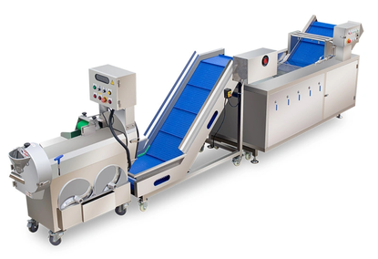 A line for washing and slicing fruits and vegetables A line for washing and slicing fruits and vegetables