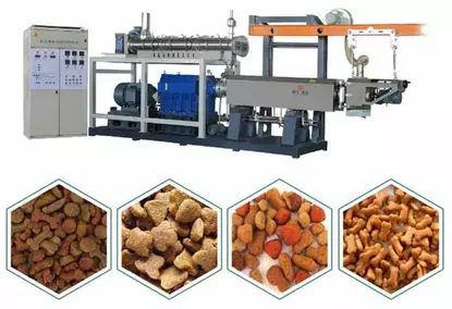 Machine for the production of dry pellets (dry food) for dogs