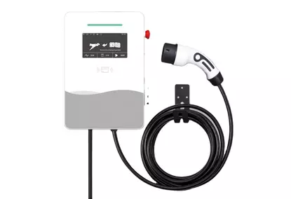 Wall-mounted electric vehicle charger with a power of 7 kW with a Type 2 AC Wallbox Connector