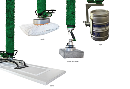 Manipulator for lifting cement, concrete, sand, crushed stone and flour.