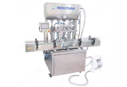 Automatic line for filling bottles with liquid soap Automatic line for filling bottles with liquid soap