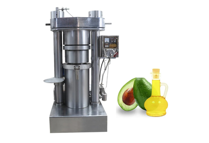 Hydraulic oil press for processing linseed oil, avocado and canola