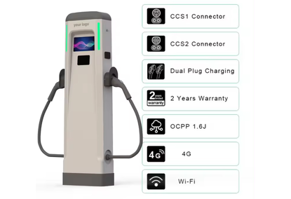 Electric vehicle charging station, Type-1/Type-2/GBT, two 7KW AC ports. GoPRO