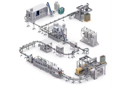 Filling line for small bottles and vials with water, 2000 bottles per hour