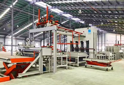 Automatic Hot Pressing Machine for Melamine Laminated MDF, Chipboard, Wood Particle Boards with a short cycle Automatic Hot Pressing Machine for Melamine Laminated MDF, Chipboard, Wood Particle Boards with a short cycle