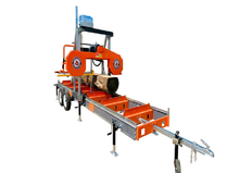 Machines for sawing wood on gas / diesel / electricity, machine on wheels