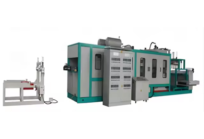 A machine for the production of takeaway food containers made of expanded polystyrene and thermocol