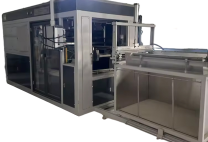 Vacuum forming machine for plastic sheets for the production of egg trays, disposable tableware, cookie boxes