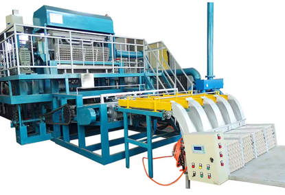 A machine with a diesel engine for the production of recycled paper trays