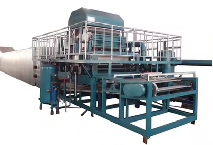 A machine with a diesel engine for the production of recycled paper trays