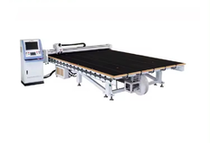 A machine for cutting tempered laminated glass.