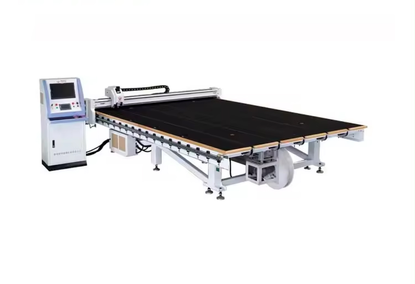 A machine for cutting tempered laminated glass. A machine for cutting tempered laminated glass.